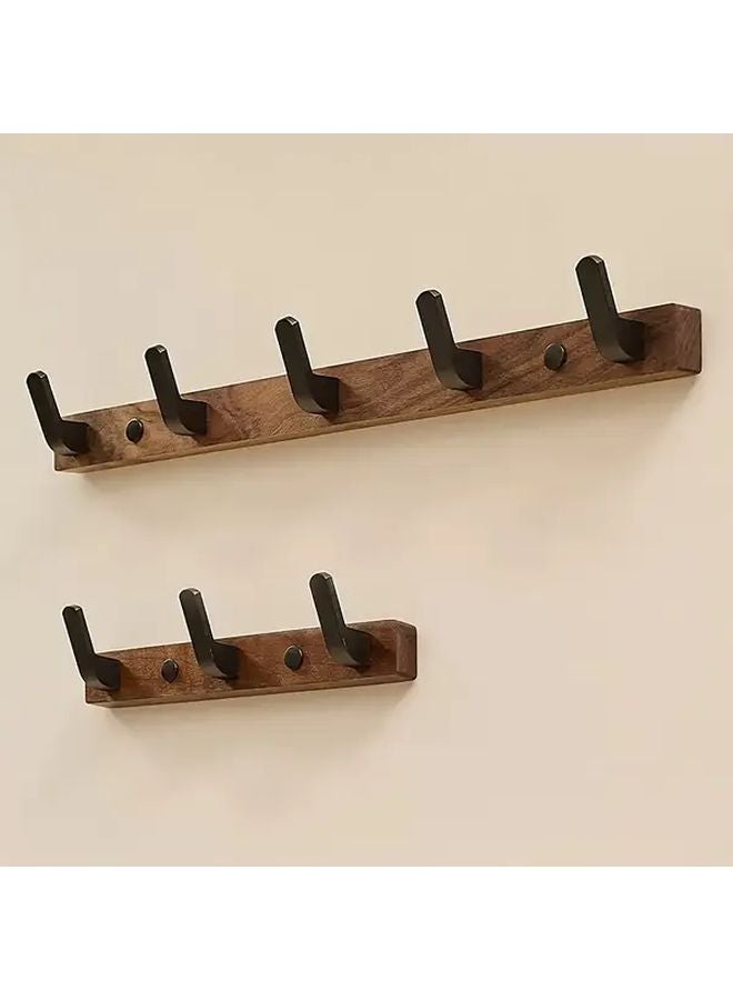 Walnut Wood Wall Hooks With 5 Metal Hooks Modern Wall Mounted Organizer For Bedroom Bathroom - Image 4