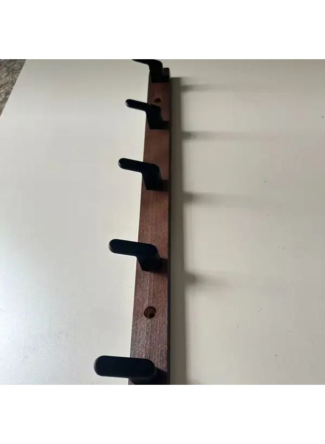 Walnut Wood Wall Hooks With 5 Metal Hooks Modern Wall Mounted Organizer For Bedroom Bathroom - Image 1