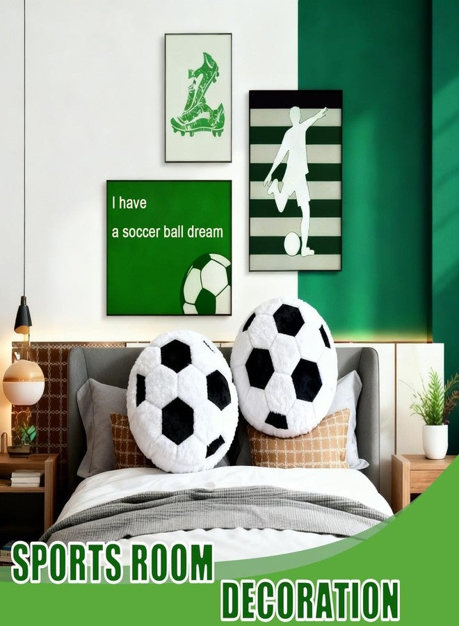 FPYWO 2Pcs Soccer Pillow Plush Round Throw Cushions, Realistic Soccer Ball Pillow for Couch Bedroom, Soft Fluffy Sports Decor Pillow, Ideal Soccer Decor Birthday Gift for Soccer Enthusiasts (15.8 Inch) - Image 4