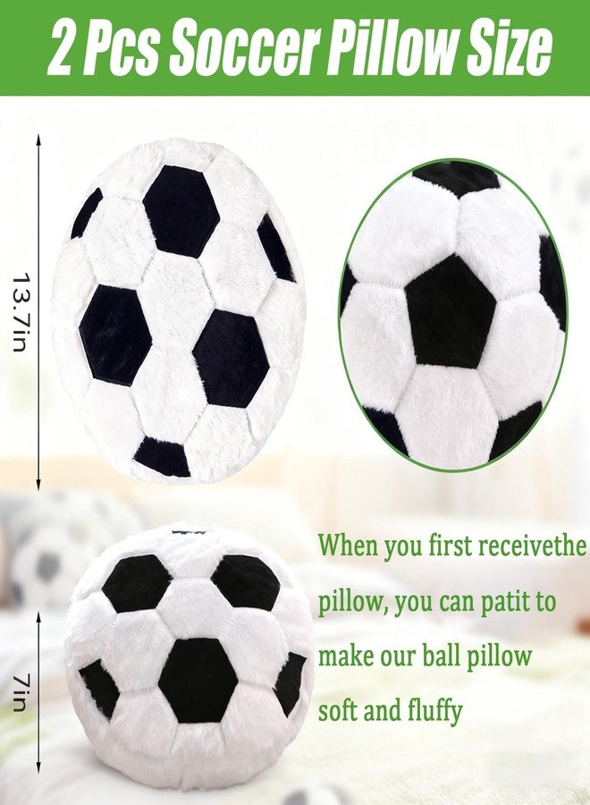 FPYWO 2Pcs Soccer Pillow Plush Round Throw Cushions, Realistic Soccer Ball Pillow for Couch Bedroom, Soft Fluffy Sports Decor Pillow, Ideal Soccer Decor Birthday Gift for Soccer Enthusiasts (15.8 Inch) - Image 2