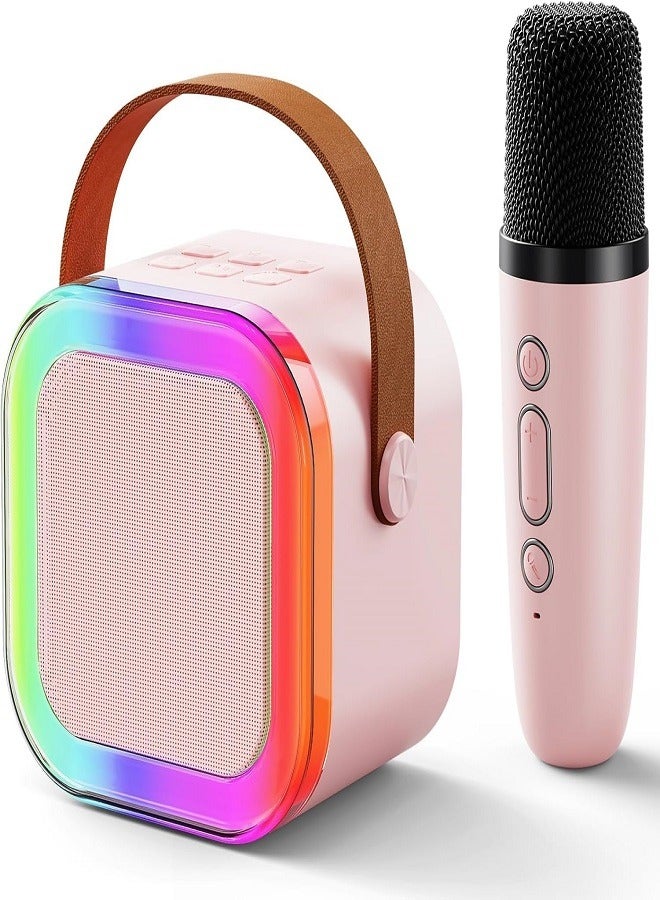 Karaoke Machine, Mini Karaoke Machine with 1 Wireless Microphones for Singing, for Kids & Adults Year,  Birthday Gifts Portable Karaoke Machine (Pink)