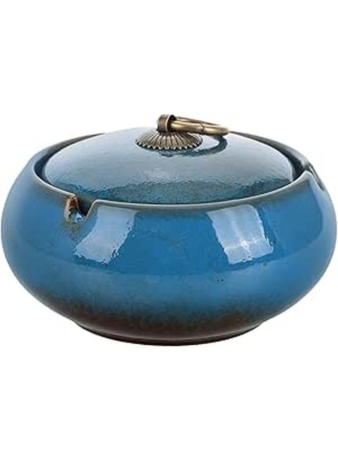 Large Ceramic Ashtray with Lid Smokeless Windproof for Home Office Patio Decoration - Image 1