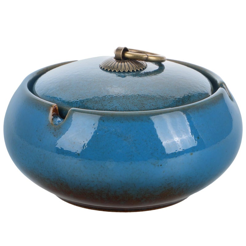 Large Ceramic Ashtray with Lid Smokeless Windproof for Home Office Patio Decoration - Image 2