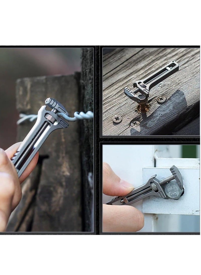 Generic - Mini Alloy Multi-tool, Multi Functional Wrench Tool Titanium Mini Spanner, Beer Opener, Nail Puller, Edc Pocket Multi Tool, for Repairing, Backpacking, Camping, and Hiking - Image 1