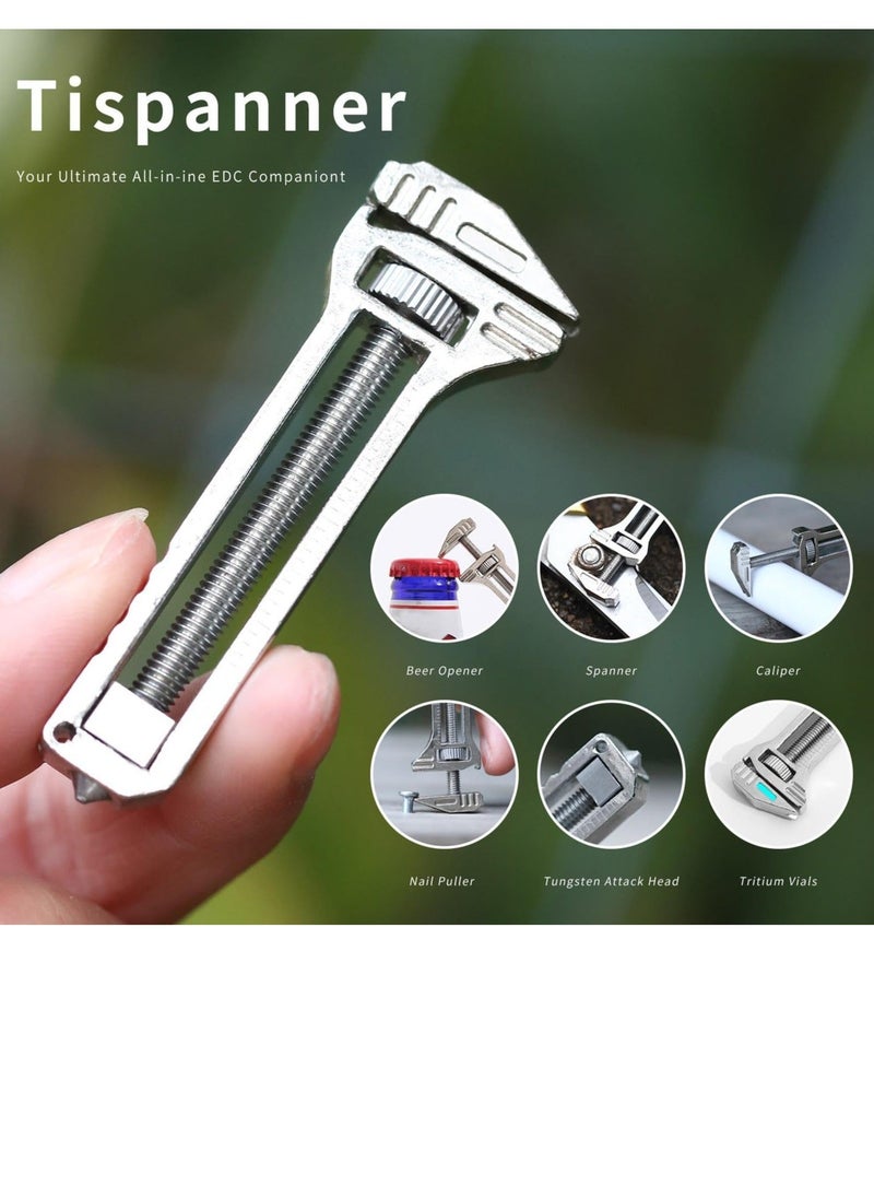 Generic - Mini Alloy Multi-tool, Multi Functional Wrench Tool Titanium Mini Spanner, Beer Opener, Nail Puller, Edc Pocket Multi Tool, for Repairing, Backpacking, Camping, and Hiking - Image 1