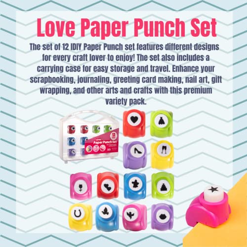 SCS Direct Love-Themed Scrapbook Paper Hole Punchers- 12 Different Designs w Carrying Case- DIY Your Own Cards, Confetti, Memory Books, Decorations, Gifts, Summer Camp Project- A Must Have Scrapbooking Essential - Image 2
