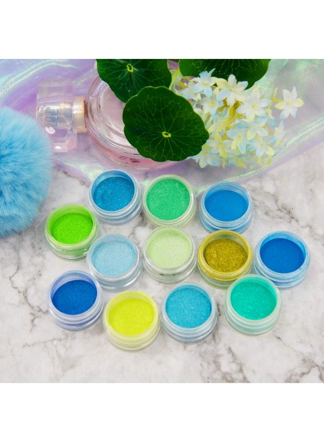 Duufin 24 Colors Nail Pigment Powder Colorful Fluorescent Powder Iridescent Glitter Pearlescent Highgloss Halo Powder With 24Pcs Eyeshadow Sticks For Nail Art Body And Crafts - Image 5