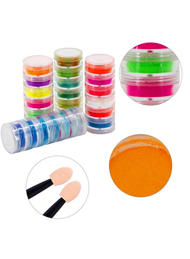 Duufin 24 Colors Nail Pigment Powder Colorful Fluorescent Powder Iridescent Glitter Pearlescent Highgloss Halo Powder With 24Pcs Eyeshadow Sticks For Nail Art Body And Crafts - Image 3