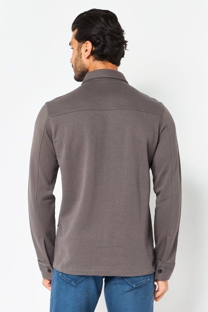 Selected Homme Men Regular Fit Long Sleeve Plain Casual Shirt, Grey - Image 4