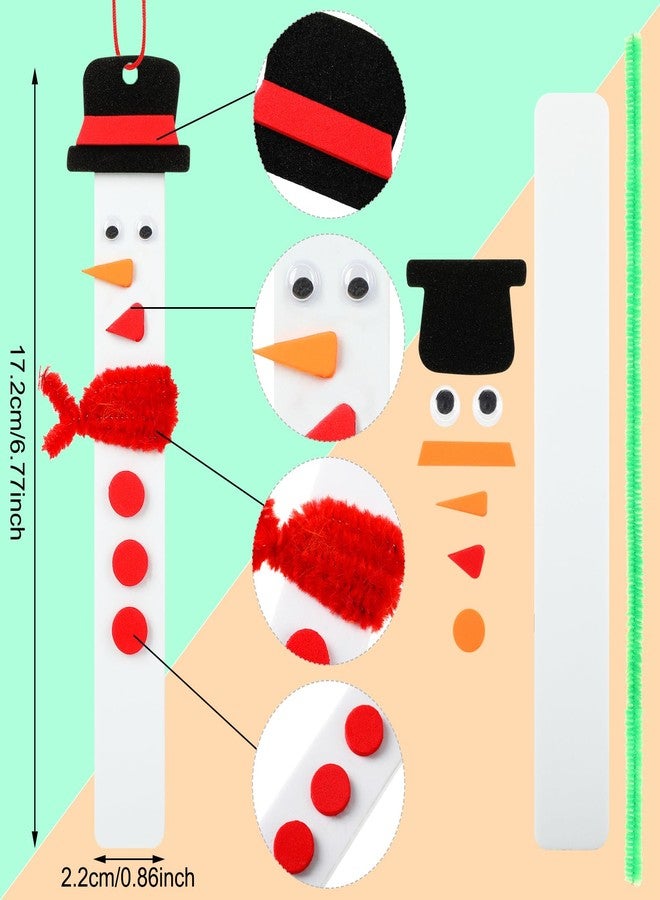 Kathfly 16 Sets Christmas Snowman Stick Ornament Craft Kit Snowman Hats for Crafts Hanging Christmas Ornaments Craft Bulk for Kids Winter Xmas Holiday DIY Classroom Home Activities - Image 2