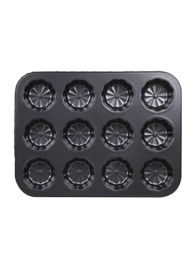 Sharpdo Non Stick 12-Hole Cake Mould Black 35x26.5x2.8cm - Image 1