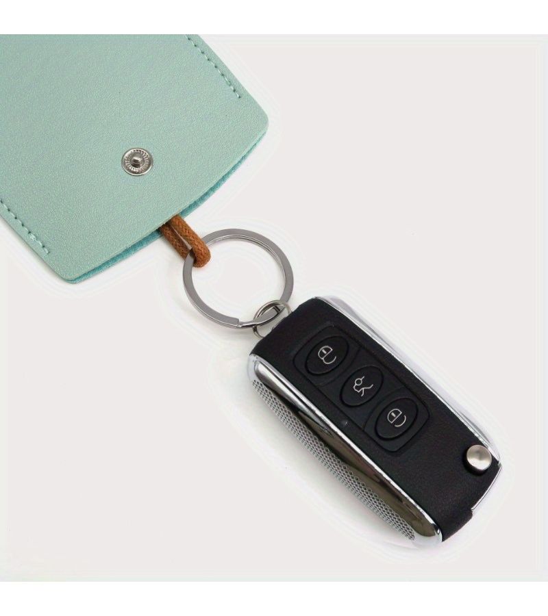 2pcs Yellow Custom Text Pull Out Key Pouch Faux Leather Keychain Protective Case For Car Key Storage - Image 5