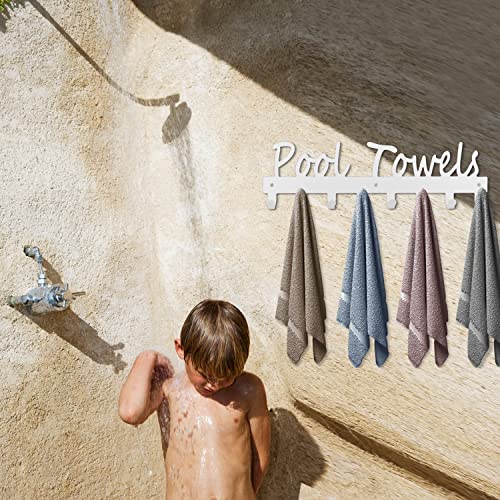 Topspeeder Pool Towel Hooks for Bathroom Wall Mount Towel Rack Towel Holder Carbon Steel Hanger Organizer Indoor Outdoor for Robe, Towel, Coat, Swimsuit, Umbrella, Bag, Keys - Image 4