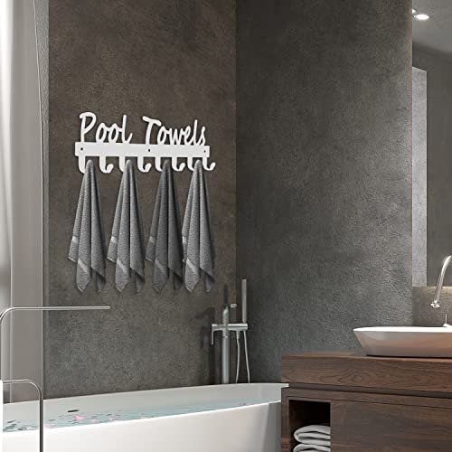 Topspeeder Pool Towel Hooks for Bathroom Wall Mount Towel Rack Towel Holder Carbon Steel Hanger Organizer Indoor Outdoor for Robe, Towel, Coat, Swimsuit, Umbrella, Bag, Keys - Image 3