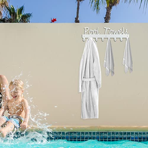 Topspeeder Pool Towel Hooks for Bathroom Wall Mount Towel Rack Towel Holder Carbon Steel Hanger Organizer Indoor Outdoor for Robe, Towel, Coat, Swimsuit, Umbrella, Bag, Keys - Image 5