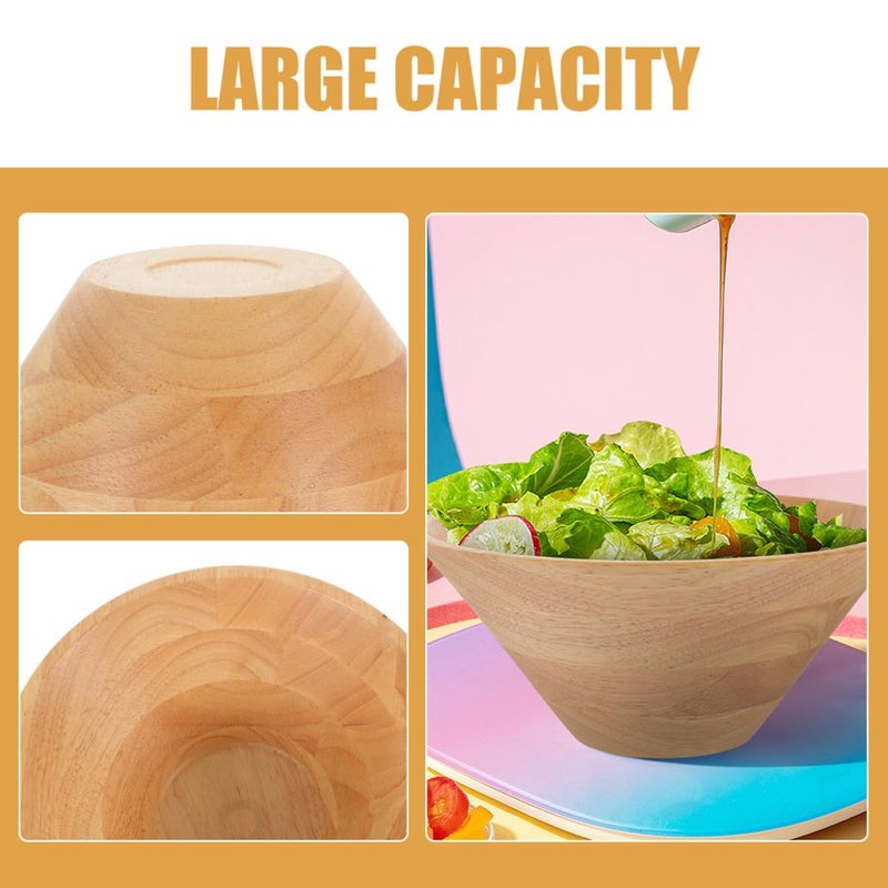 Wooden Salad Bowl Large Capacity 14x5 8cm Natural Wood Fruit Serving Bowl Lightweight - Image 4