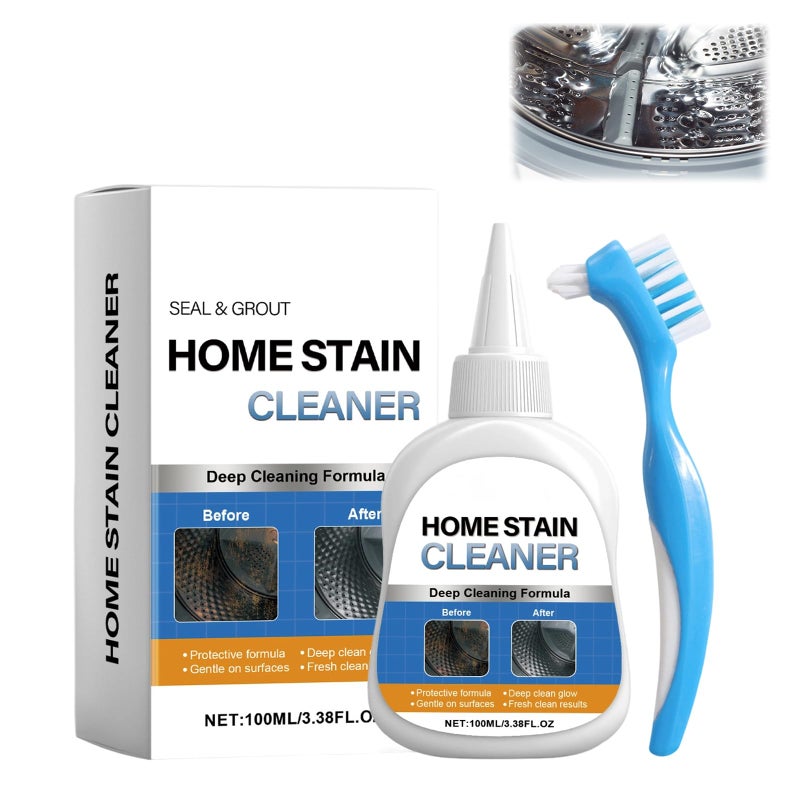 Home Stain Cleaner Gel, Washing Machine Cleaner with Brush, Deep Cleaning All-Purpose Gel for Washing Machine, Refrigerator Strips, Household Shower, Kitchen Sinks, Walls, Tiles, Bathrooms (100 ML) - Image 1