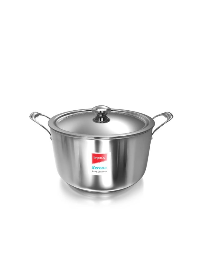 Impex Serene Triply Cookware | 304 Grade Stainless Steel | No PFOA Coating | lnduction Friendly Cookware, Silver (Sauce Pan 20cm) - Image 1