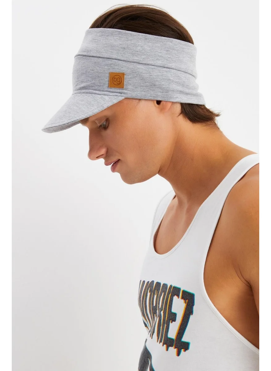Babygiz Light Gray Men's UV Protected Foldable Open Top Soft Brimmed Cotton Combed Tennis Visor Hat