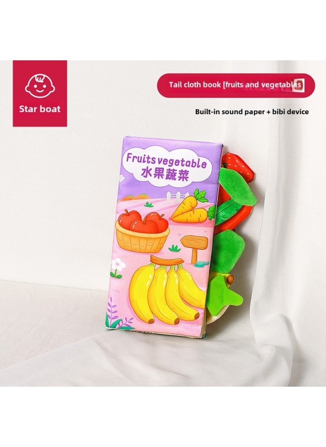 Tail Cloth Book Infant Class A Can Bite Tear Tear Book Tear Can Not Be Washed Baby 0-6 Early Education Educational Toys-Color: Fruit And Vegetable  - Image 1