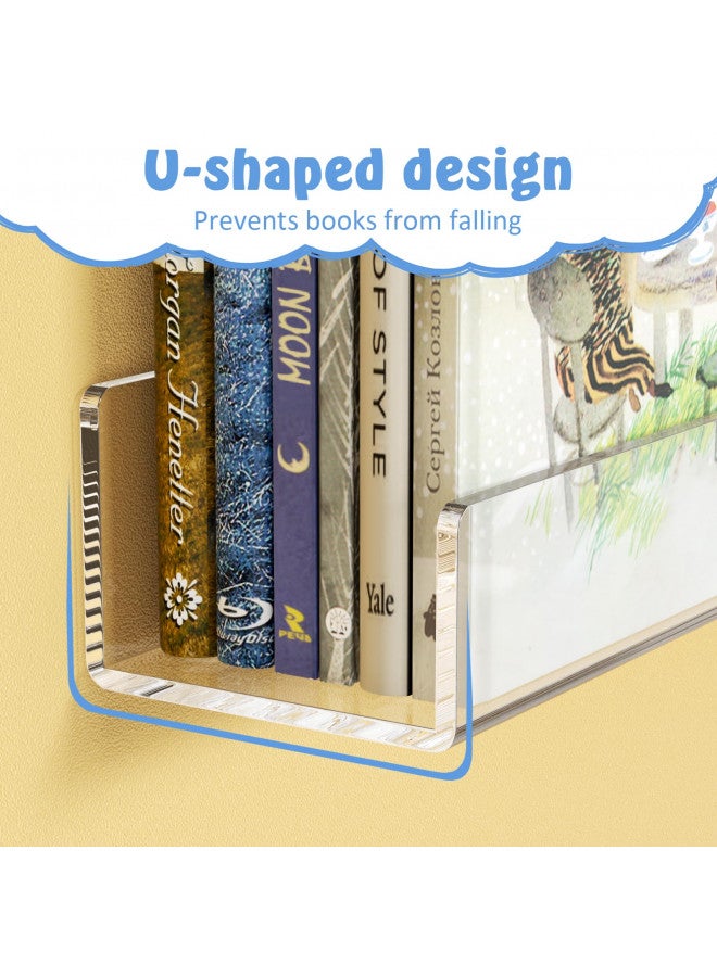 NIUBEE NIUBEE 2 -Packs Kids Acrylic Floating Bookshelf 36 Inch, Clear Bathroom Wall Floating Shelves, Invisible Wall Bookshelves Ledge Book Shelf, 50% Thicker with Screwdriver  - Image 1