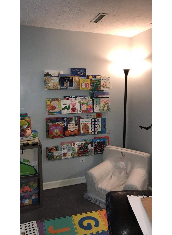 NIUBEE NIUBEE 2 -Packs Kids Acrylic Floating Bookshelf 36 Inch, Clear Bathroom Wall Floating Shelves, Invisible Wall Bookshelves Ledge Book Shelf, 50% Thicker with Screwdriver  - Image 4