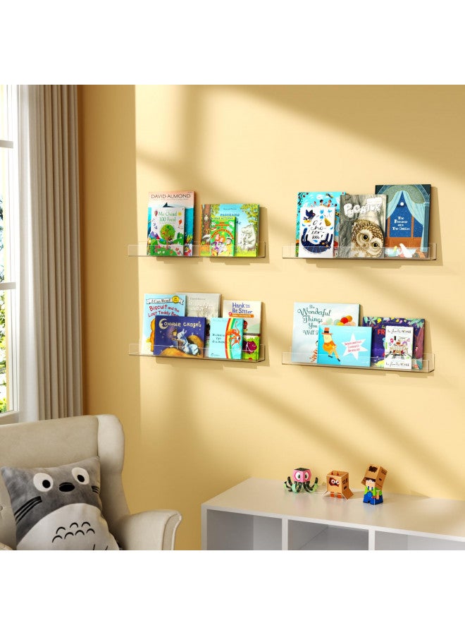 NIUBEE NIUBEE 2 -Packs Kids Acrylic Floating Bookshelf 36 Inch, Clear Bathroom Wall Floating Shelves, Invisible Wall Bookshelves Ledge Book Shelf, 50% Thicker with Screwdriver  - Image 2
