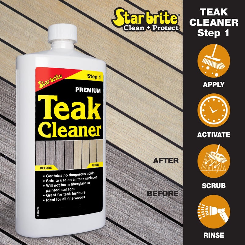 STAR BRITE Premium Teak Care Kit - Marine Grade Teak Cleaner, Brightener & Golden Teak Oil - Ideal for Boats, Decks, Patio & Fine Wood Furniture - Renew, Refinish & Protect (081202) - Image 3