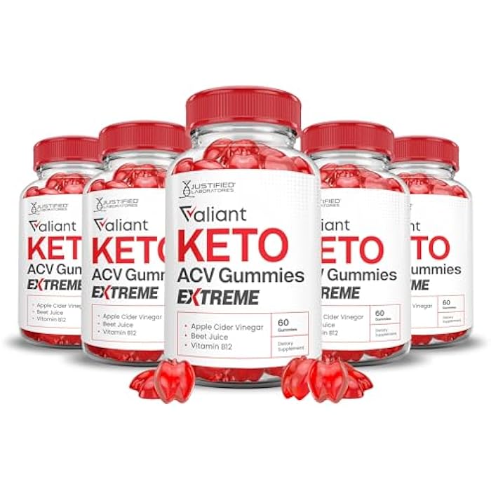 Justified Laboratories (5 Pack) Valiant Keto ACV Gummies Extreme 2000MG Valant Keto Gummies Apple Cider Vinegar Formulated with Pomegranate Beet Juice Powder B12 Vegan Non GMO 300 Gummys - Image 1