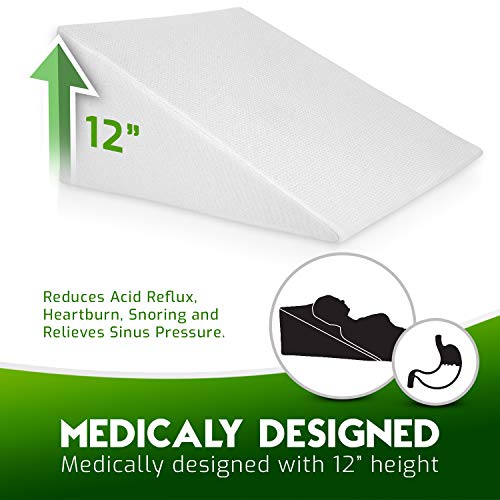 Abco Tech Abco Bed Wedge Pillow for Sleeping - Memory Foam Top - Reduce Neck & Back Pain, Snoring, Acid Reflux, Respiratory Problems - Ideal for Sleeping, Reading, Rest, Elevation - Washable Cover - 12in - Image 5