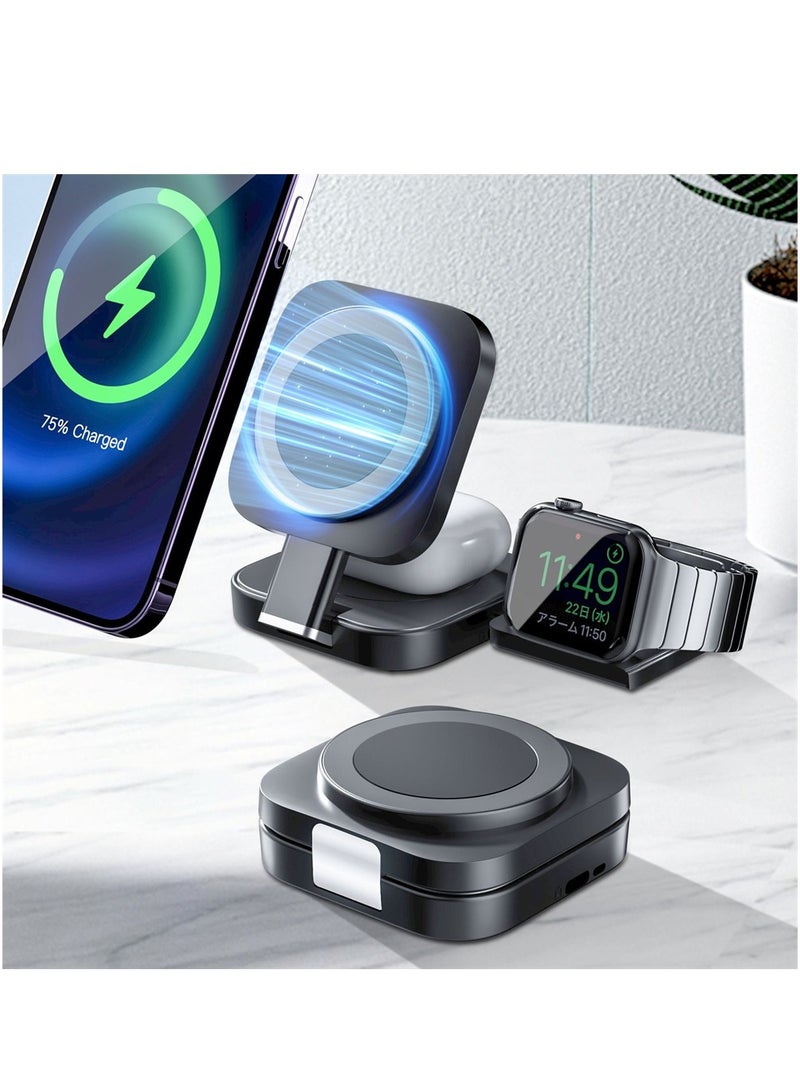 SYOSI Wireless Charger 3 in 1, Fast Charging Foldable Magnetic Charging Station for Apple Devices - Image 1