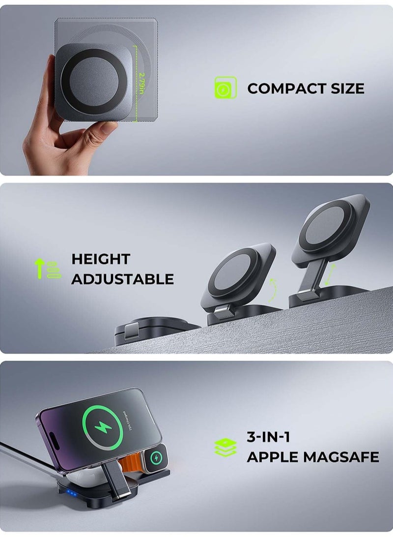 SYOSI Wireless Charger 3 in 1, Fast Charging Foldable Magnetic Charging Station for Apple Devices - Image 2