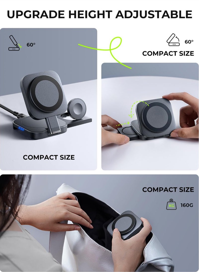 SYOSI Wireless Charger 3 in 1, Fast Charging Foldable Magnetic Charging Station for Apple Devices - Image 5