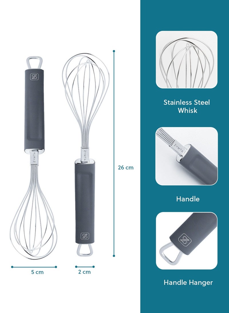 ZYMTA Stainless Steel Balloon Whisk | Heavy Duty Kitchen Egg Beater | Manual Mixing Tool for Stirring, Blending Sauce, Baking | Durable Wire Whisk for Home Cooking - Image 3