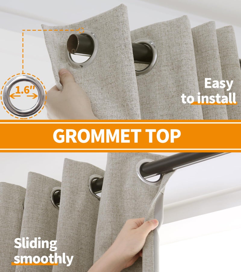 YoungsTex Camel Linen Blackout Curtains 63 Inch Length for Bedroom, Thermal Insulated Window Drapes with Grommet Room Darkening Privacy for Living Room, 2 Panels, 52 X 63 Inch - Image 5