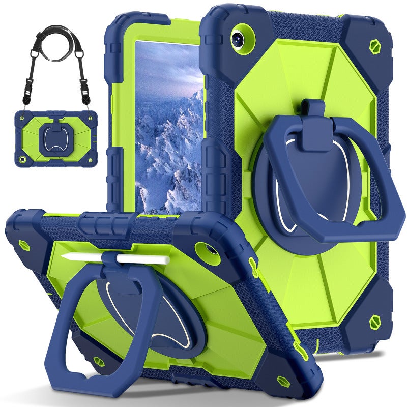 Samsung A9 Case: 8.7 Inch Silicone+PC All-Inclusive Anti-Drop Protective Cover - Built-In Bracket Hands-Free Viewing Rotating Cover for Samsung Tab A9 On-The-Go Use - Image 1