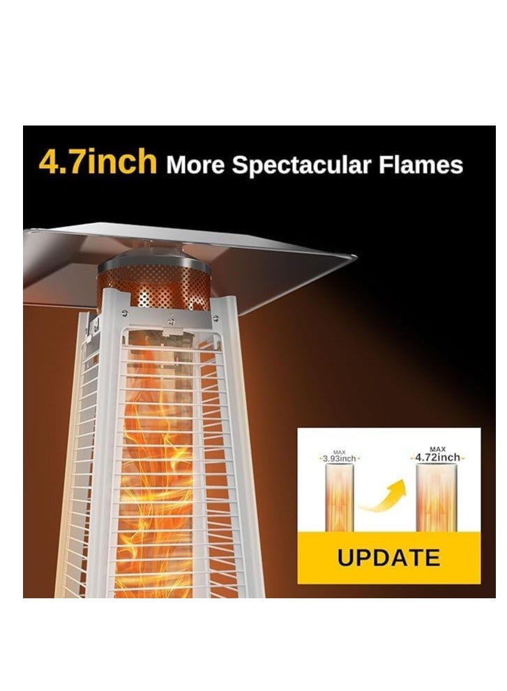 مدفأة هرمية للفناء الخارجي - مدفأة خارجية تعمل بالبروبان بقوة ٤٨,٠٠٠ وحدة حرارية بريطانية، مزودة بأنبوب لهب من زجاج الكوارتز وعجلات | لون أخضر مناسب للحدائق والتراسات والمطاعم - Image 5