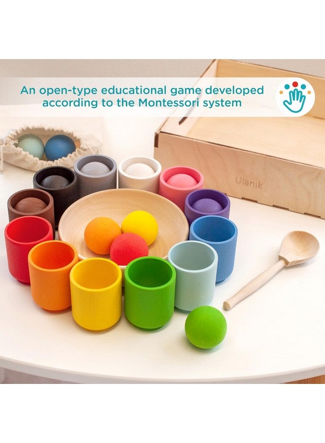 Ulanik Balls in Cups Toddler Montessori Toys for 1 Year Old + Kids Preschool Wooden Matching Games for Learning Color Sorting and Counting - Image 3