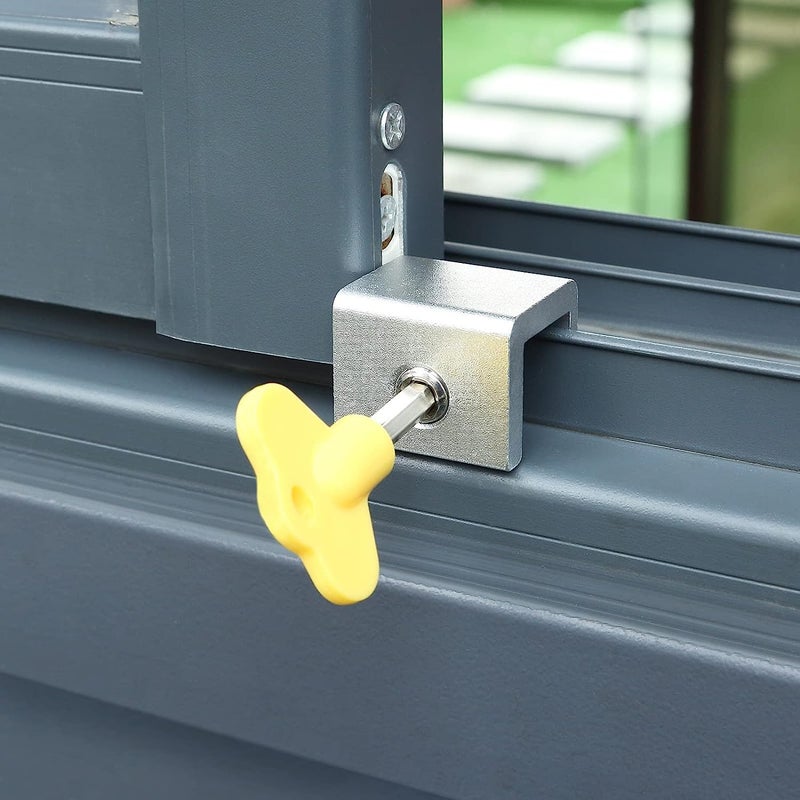 KAPIDA Kapida 8 Sets Adjustable Sliding Window Locks Aluminum Alloy Window Door Frame Security Locks with Key for Home and Office SingleLock 8 Sets  - Image 5