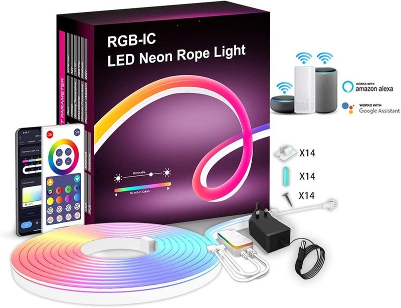 Sisliya Neon LED Strip RGBIC LED Strip with APP Control Multicolor Segmentable Color Changing Light for Bedroom Ceiling Strip3 Meters - Image 4