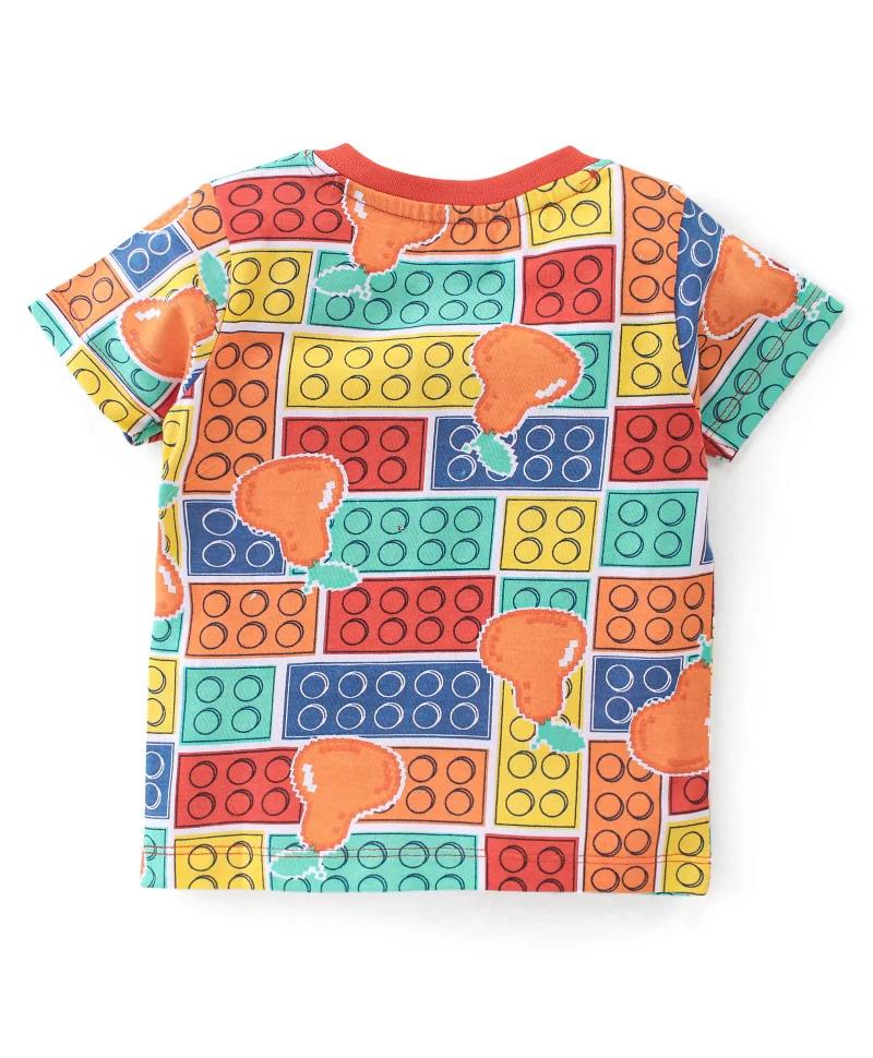 babyhug Babyhug 100% Cotton Knit Half Sleeves T-Shirt with Pears Print - Multicolour