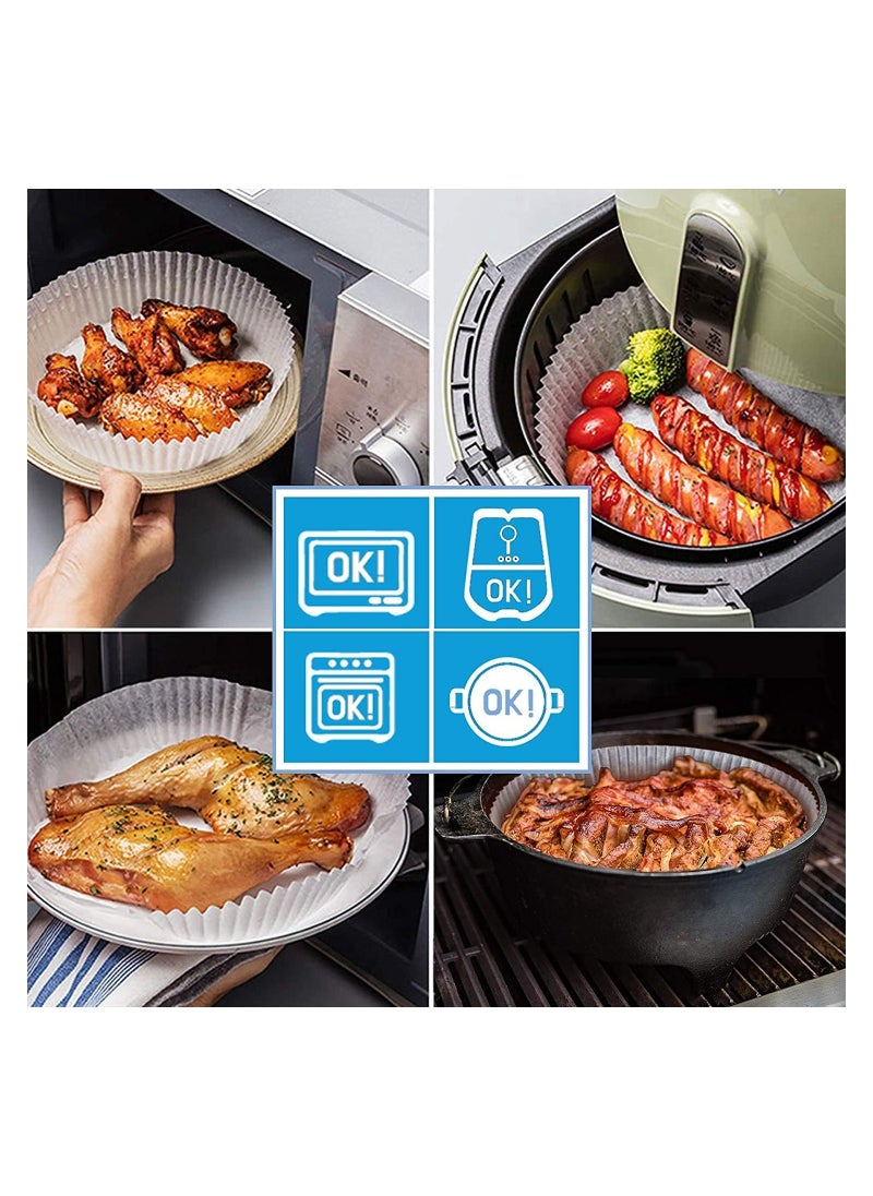 VIO Air Fryer Liners 6.3 Inches 100 Pcs Air Fryer Paper Liners Air Fryer Disposable Paper Liner Nonstick Oilproof Waterproof Food Grade Baking Paper For Roasting Microwave  - Image 3