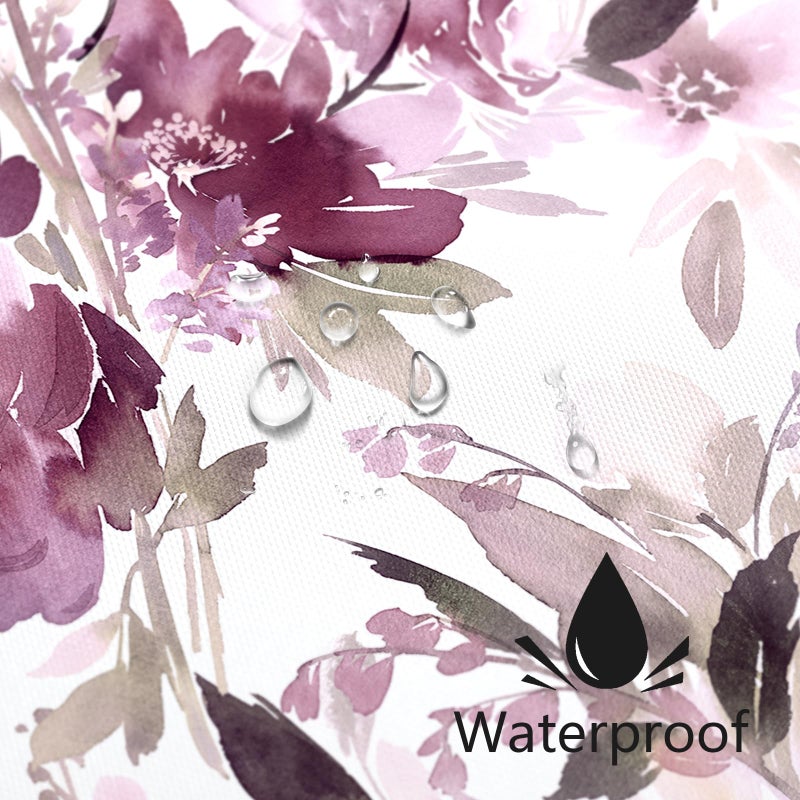 MAYZUS Long Shower Curtain 72 x 78 Inch  Tall Watercolor Floral Fabric Shower Curtain  Modern Abstract Mauve Flower Bathroom Shower Curtain Set with Hooks - Image 3