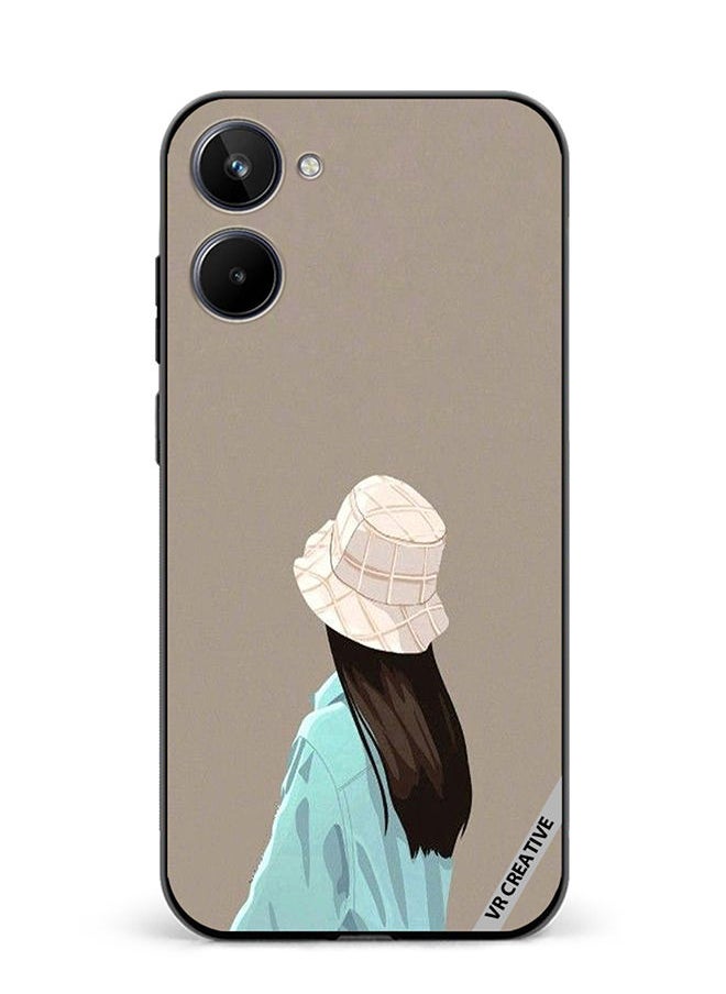 VR CREATIVE - Protective Case Cover For Realme 10 Brown Hat Girl Design Multicolour - Image 1