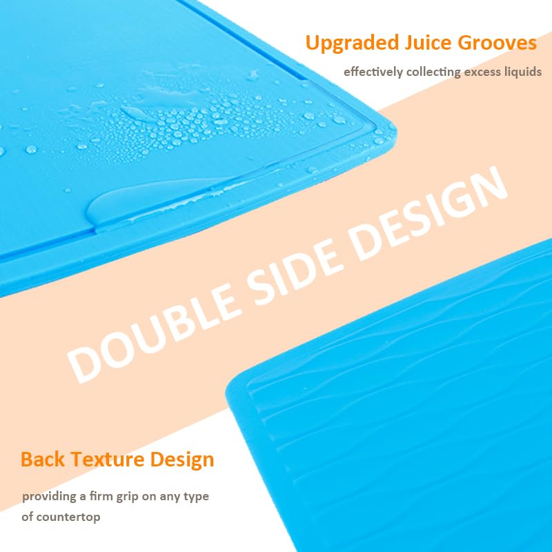 Liflicon Thick Silicone Cutting Boards for Kitchen Silicone Chopping Boards/Mats Set of 2 Extra Large14.6''x10.43'', Mini 9.1”x7.1” Non-slip Deep Drip Juice Groove, Dishwasher Safe-Green - Image 5