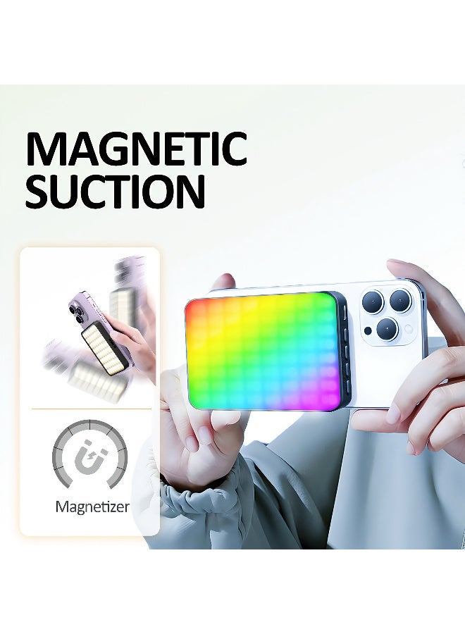 RGB Magnetic Fill Light (Clip-on for Phones & Laptops) - Portable LED Photography Fill Light Panel, Pocket Phone Light with 9 Dimmable Lighting Effects, Adjustable Angle, Rechargeable, Suitable for Video Conferences - Image 2