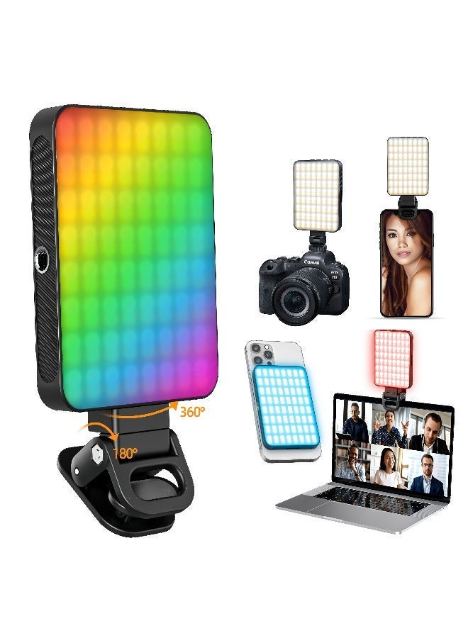 RGB Magnetic Fill Light (Clip-on for Phones & Laptops) - Portable LED Photography Fill Light Panel, Pocket Phone Light with 9 Dimmable Lighting Effects, Adjustable Angle, Rechargeable, Suitable for Video Conferences - Image 3