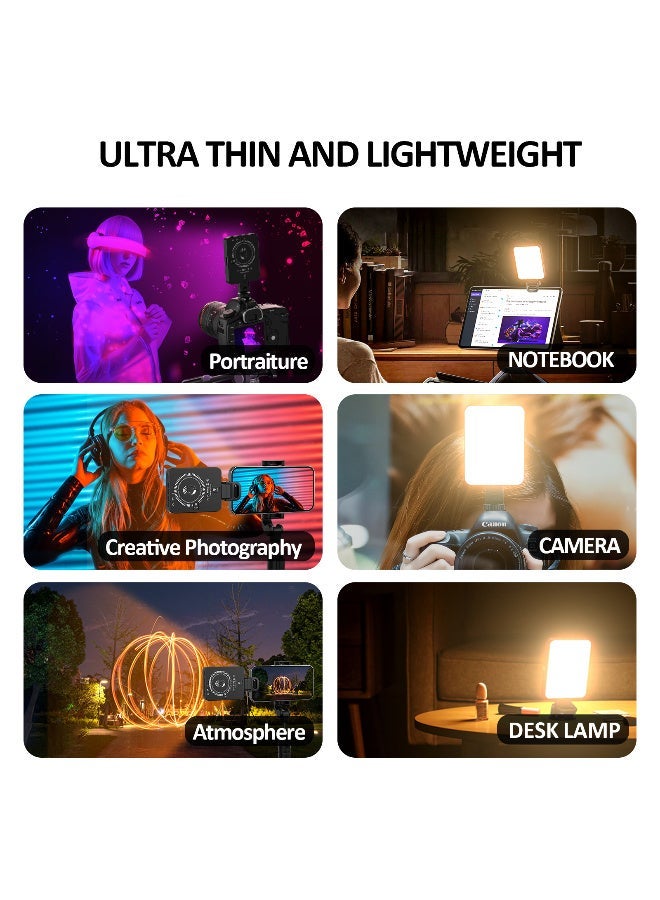 مصباح مكمل RGB مغناطيسي (قابل للشد على الهواتف واللابتوبات) — لوحة ضوء مكملة فوتوغرافية LED محمولة، ضوء هاتف في الجيب مع 9 تأثيرات ضوئية قابلة للتعديل، زاوية قابلة للتعديل بحرية، قابلة لإعادة الشحن، مناسب لاجتماعات الفيديو - Image 1
