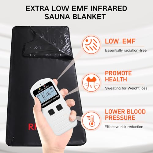 RRGFB Infrared Sauna Blanket for Home, Low EMF Carbon Crystal Heating, Portable Dry Sauna Bag for Relaxation, Detoxification, 5.9ft×2.6ft, PU Sleeveless-Black - Image 3