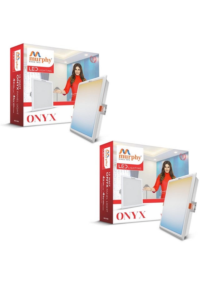 Murphy 10W Recessed Square Trimless LED Panel Light | 3-in-1 Colour Changing - Cool White/Neutral White/Warm White - Pack of 2 - Image 1